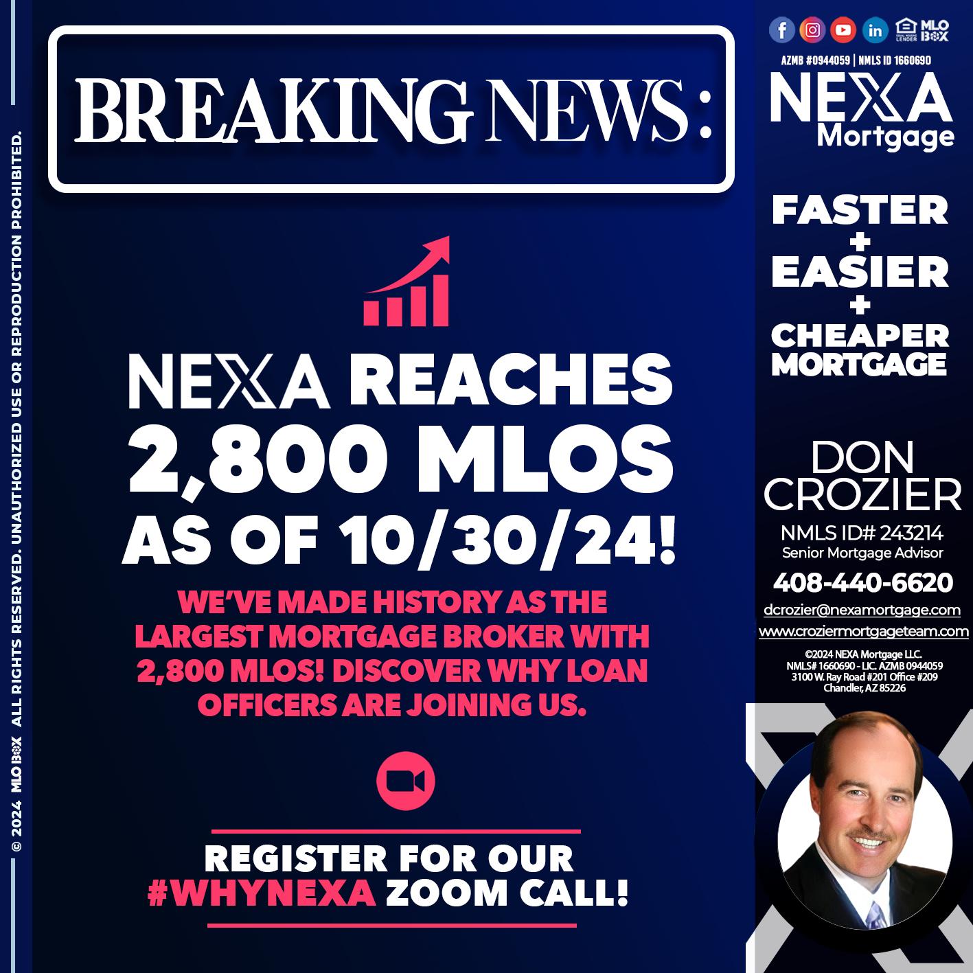 BREAKING NEWS - Don Crozier -Senior Mortgage Advisor