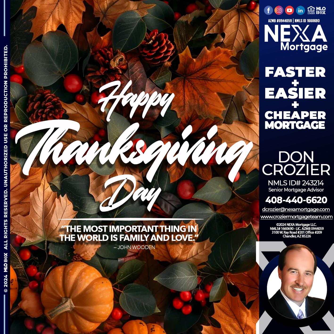happy thanksgiving - Don Crozier -Senior Mortgage Advisor