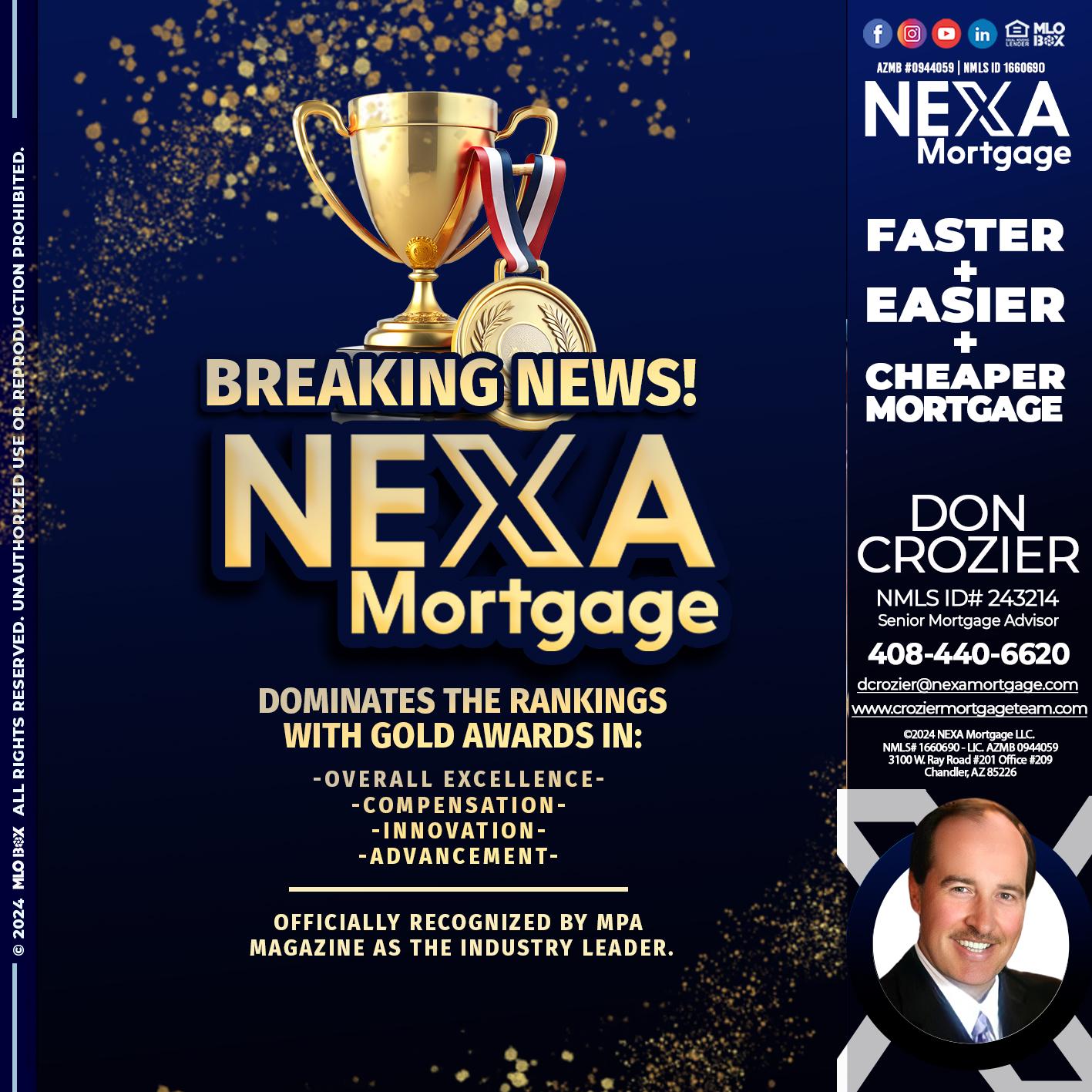 BREAKING NEWS - Don Crozier -Senior Mortgage Advisor