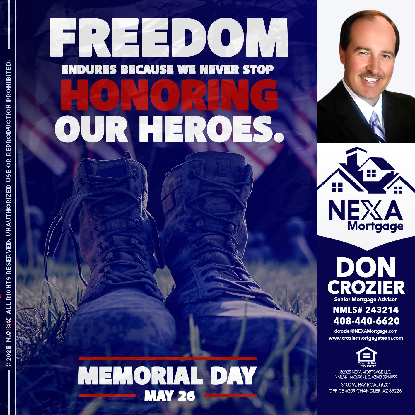 Memorial Day - Don Crozier -Senior Mortgage Advisor