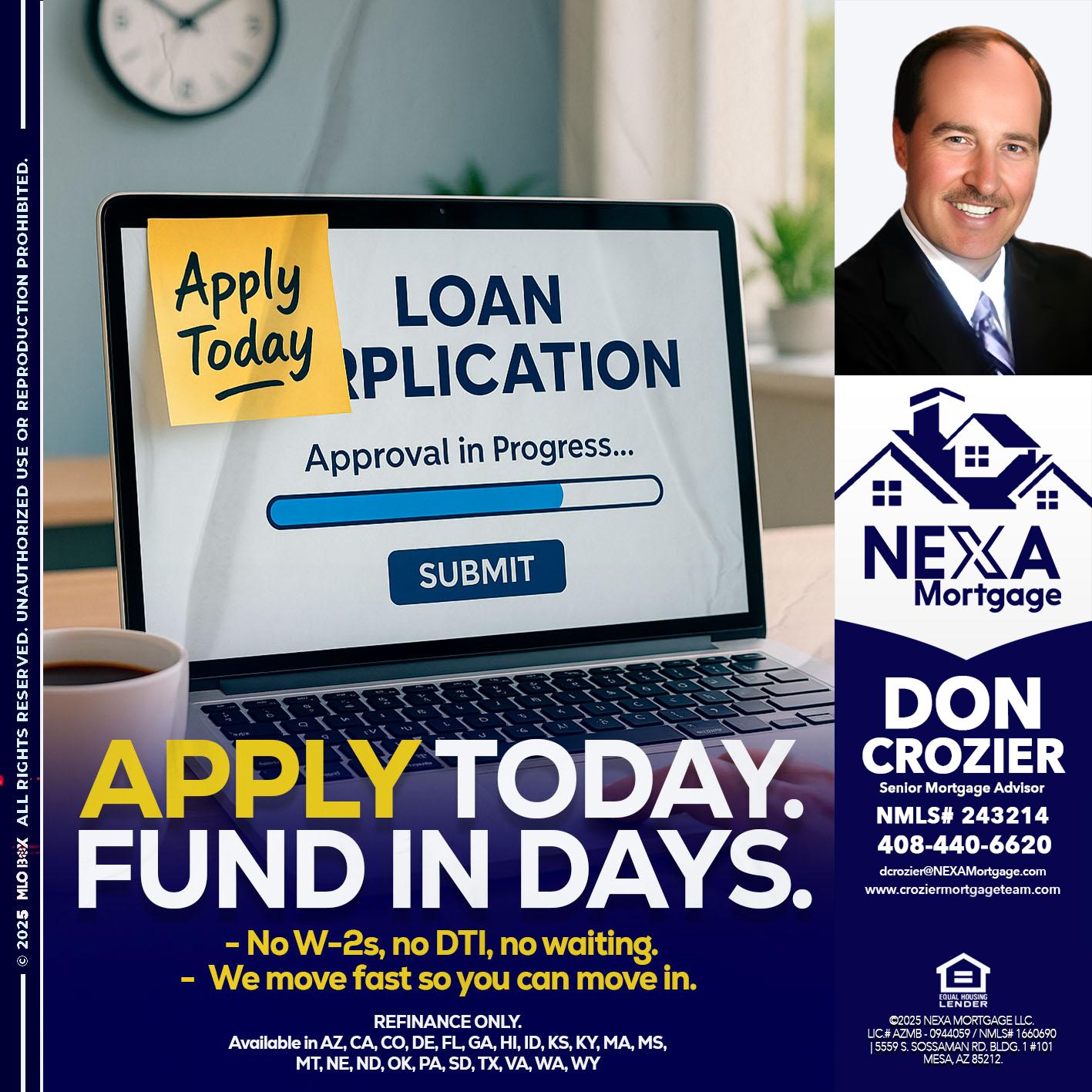 APPLY TODAY - Don Crozier -Senior Mortgage Advisor