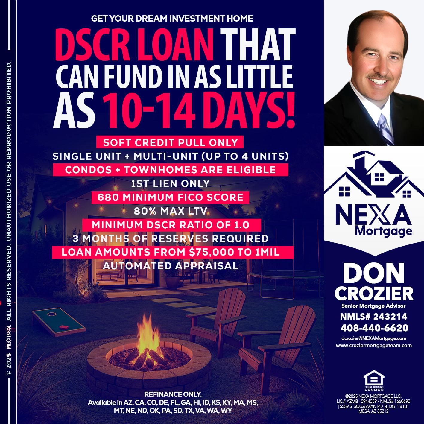DSCR LOAN - Don Crozier -Senior Mortgage Advisor