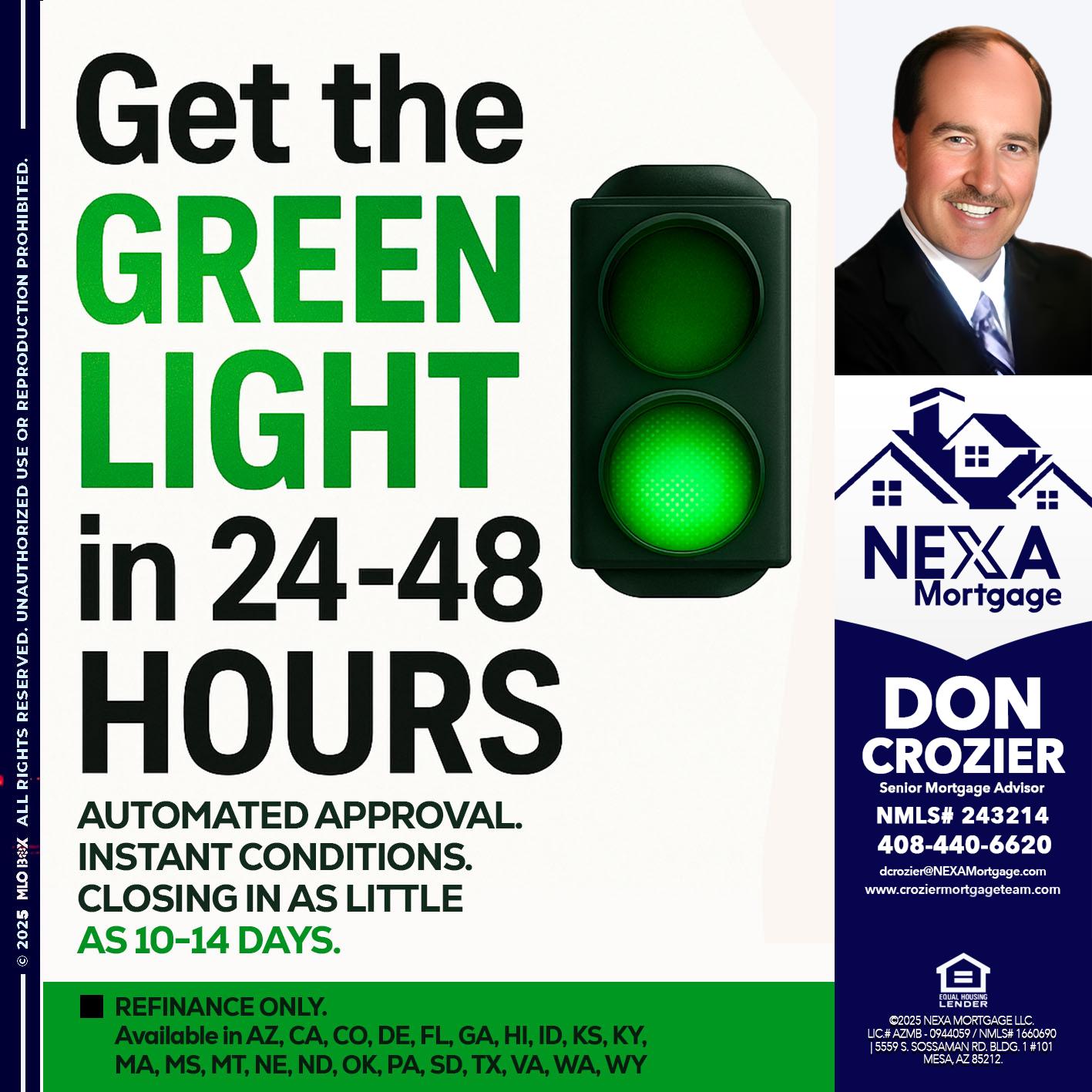GET THE GREEN LIGHT - Don Crozier -Senior Mortgage Advisor