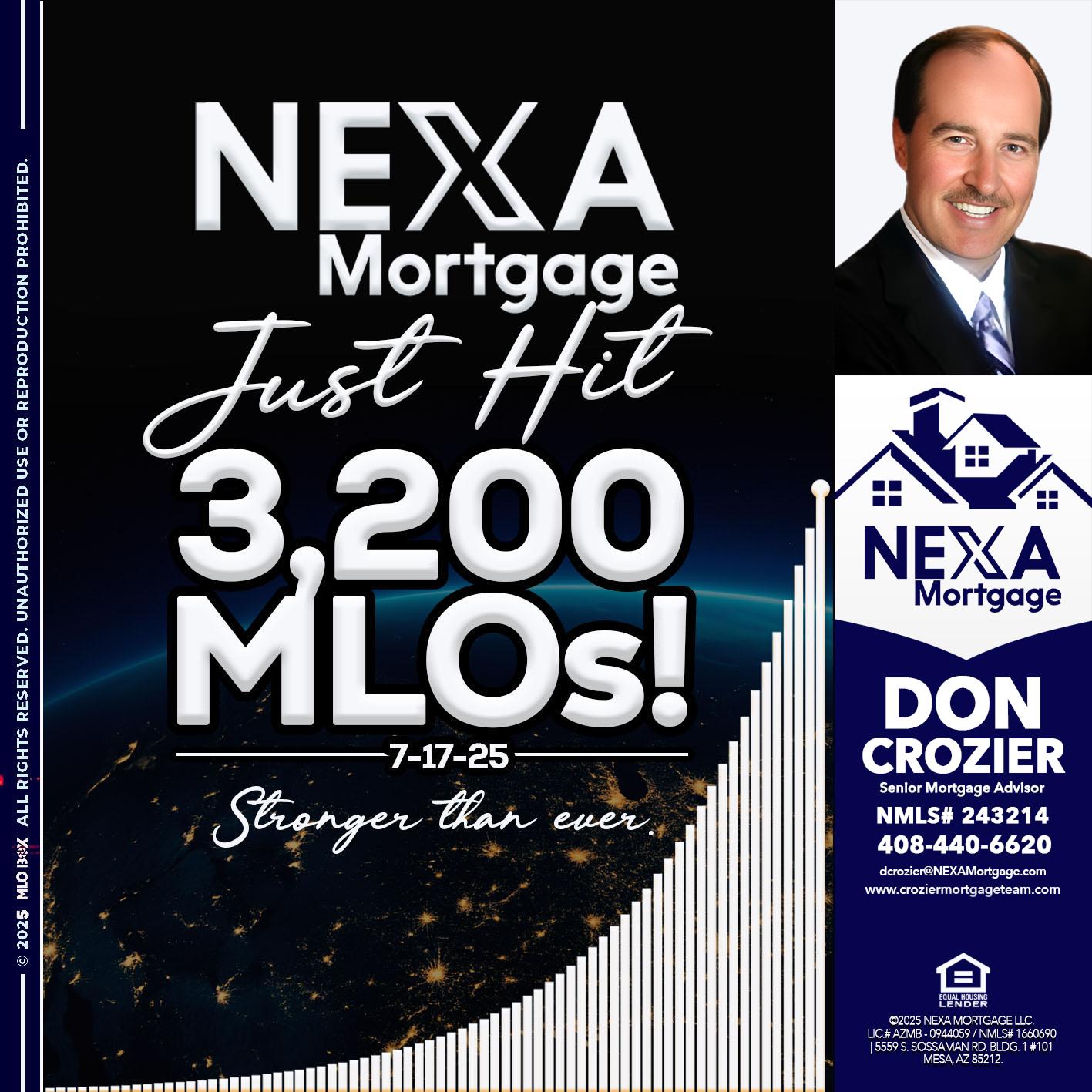 3200 MLOs - Don Crozier -Senior Mortgage Advisor
