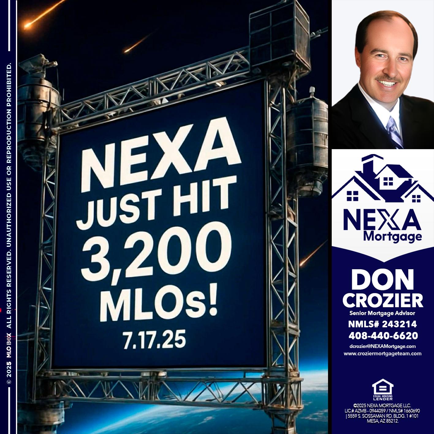 NEXA JUST HIT 3,200 - Don Crozier -Senior Mortgage Advisor