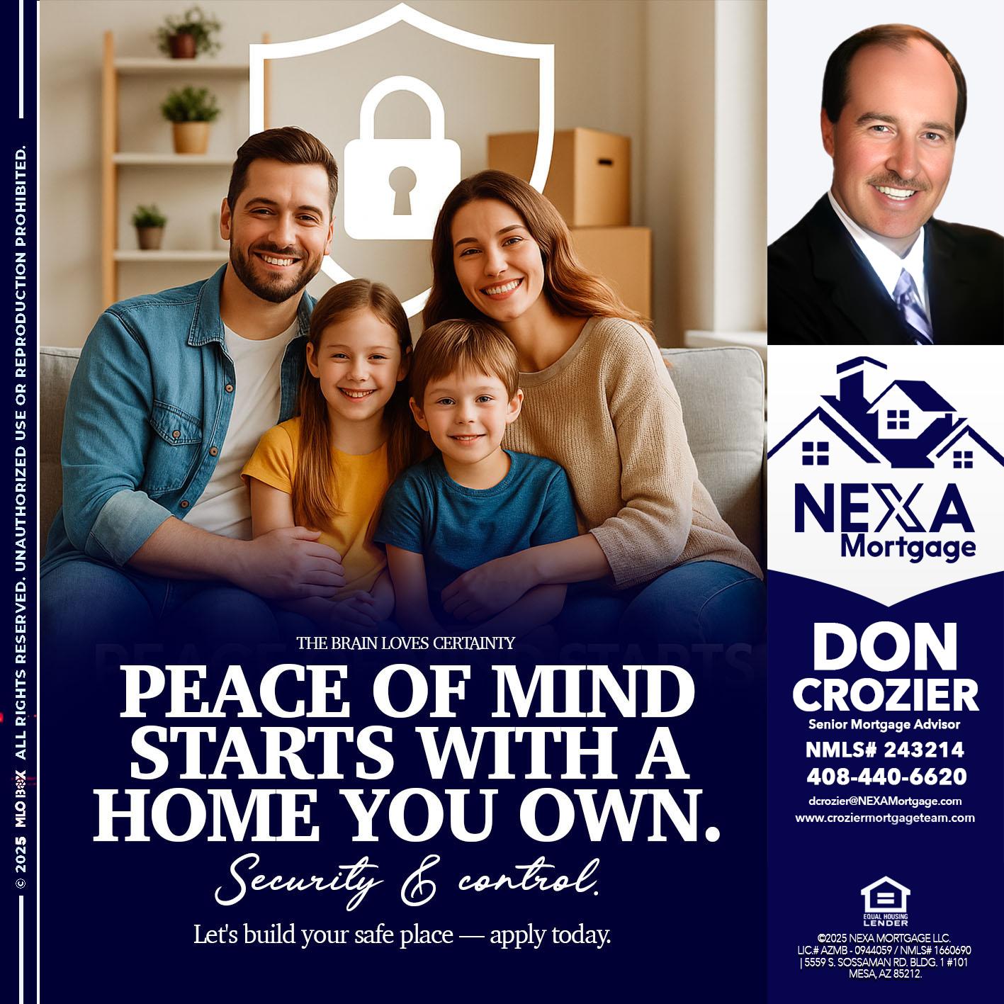 peace of mind - Don Crozier -Senior Mortgage Advisor