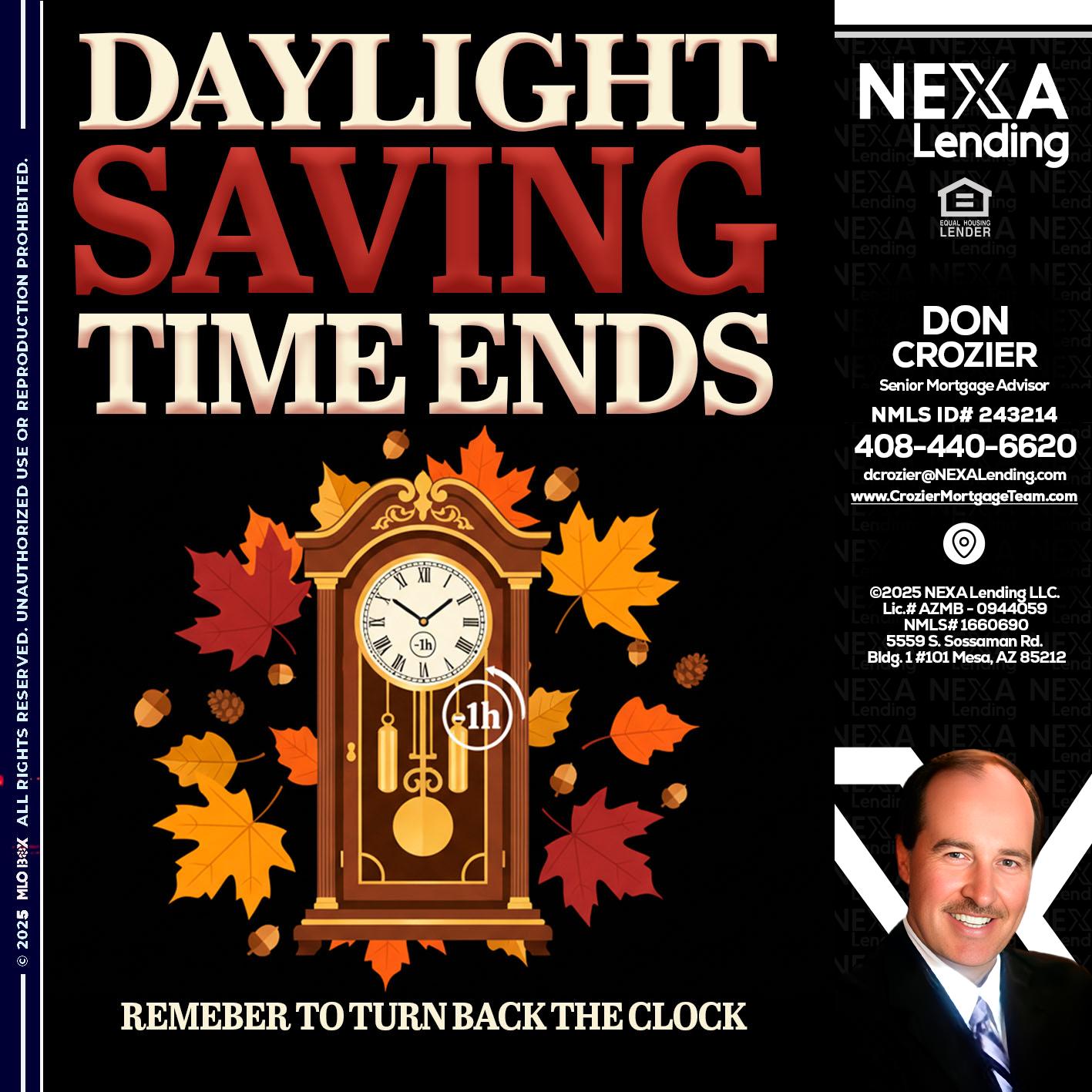 DAYLIGHT SAVINGS - Don Crozier -Senior Mortgage Advisor
