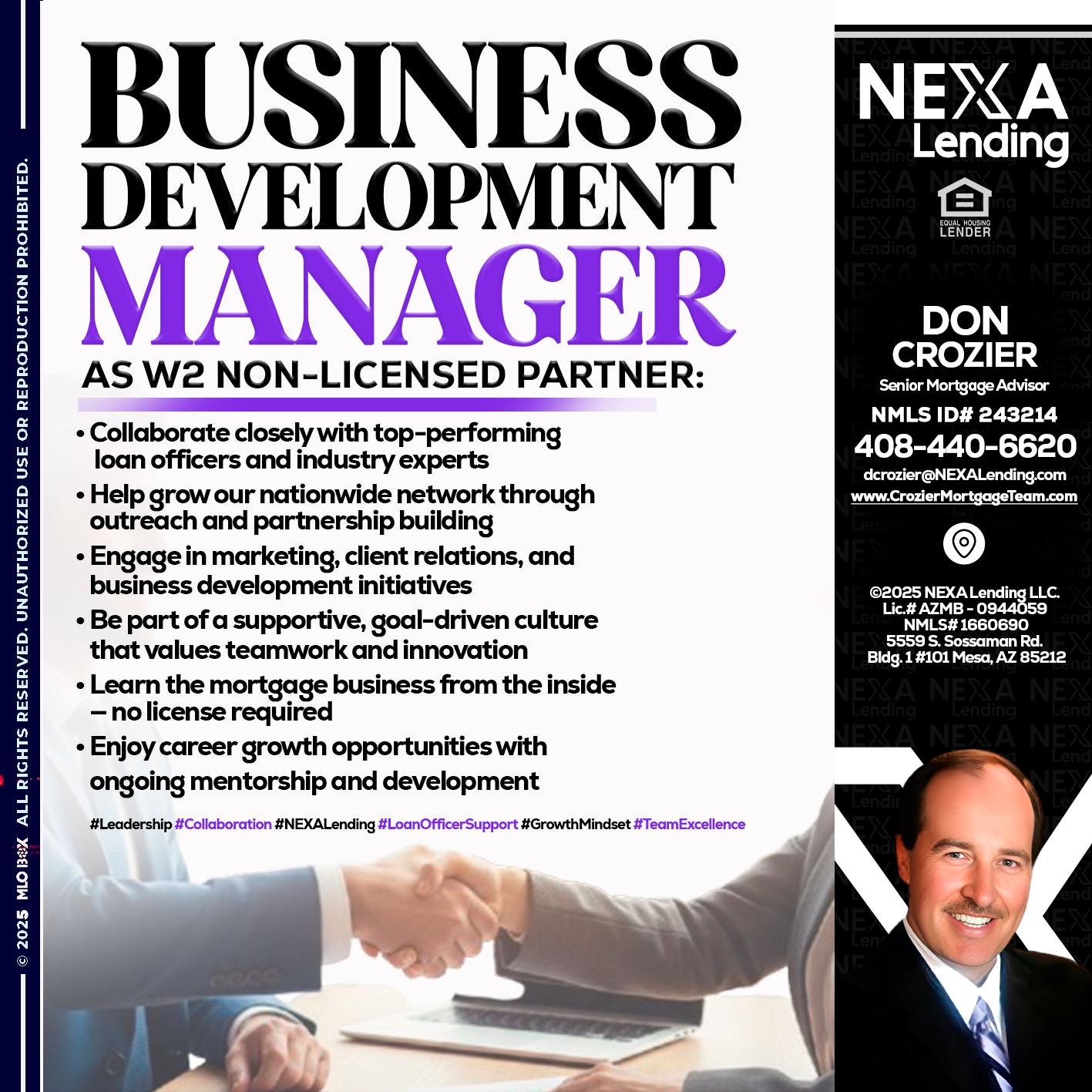 business development - Don Crozier -Senior Mortgage Advisor