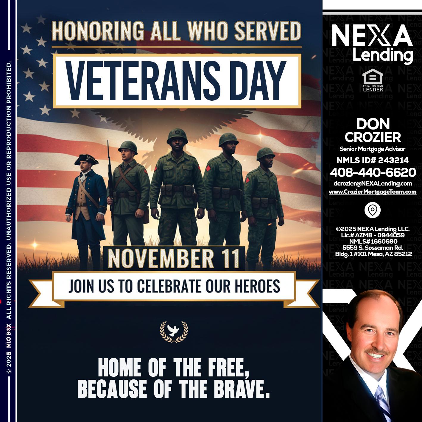 VETERANS DAY - Don Crozier -Senior Mortgage Advisor
