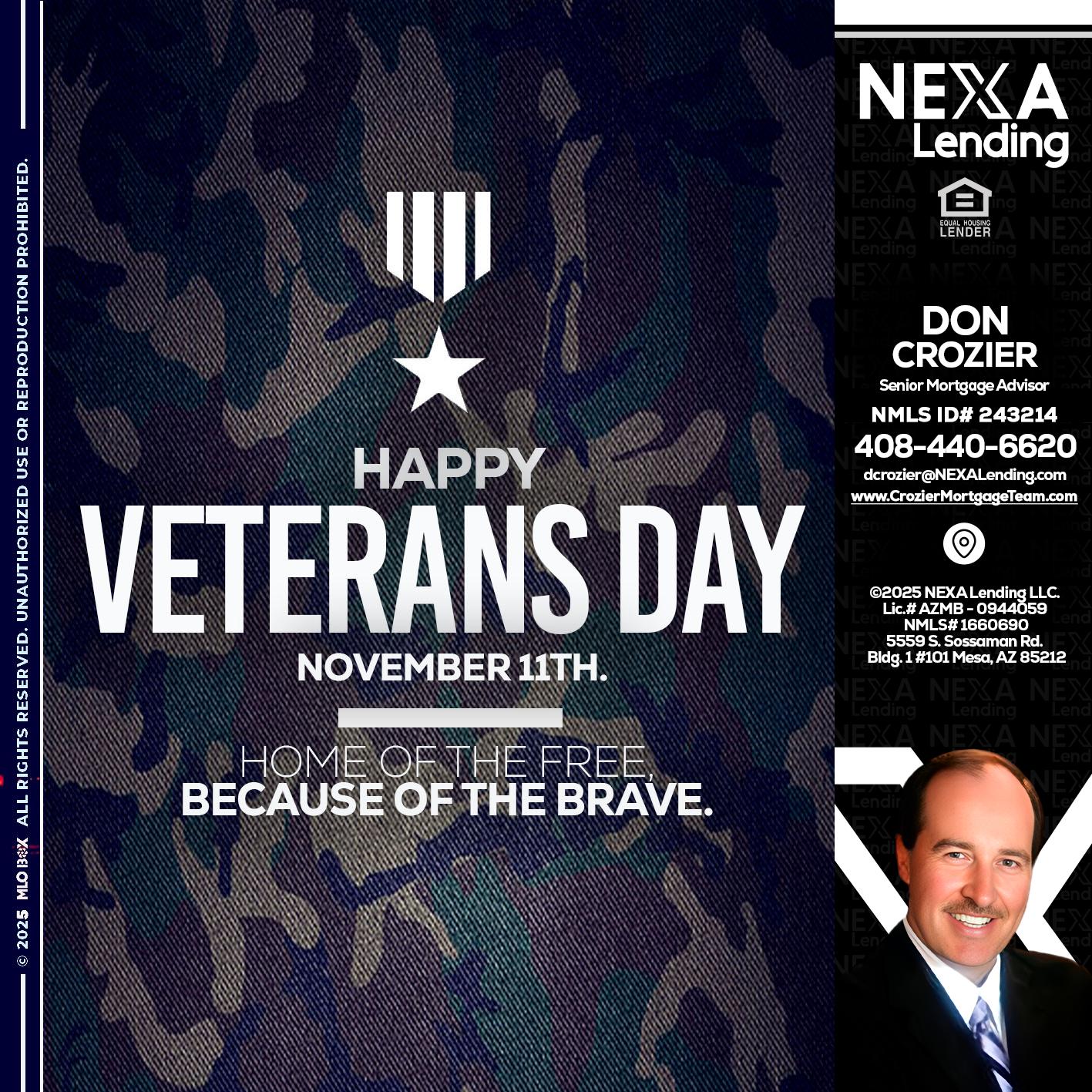 VETERANS DAY - Don Crozier -Senior Mortgage Advisor