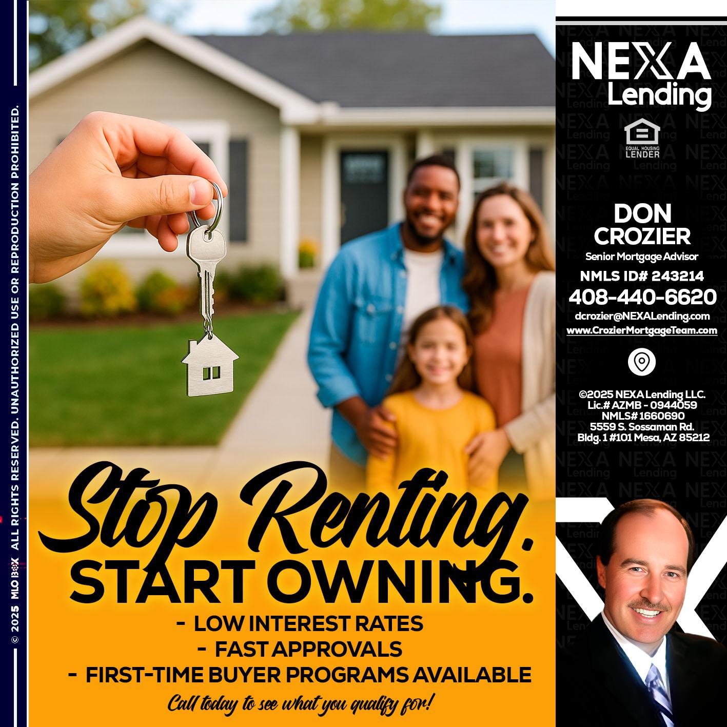 STOP RENTING - Don Crozier -Senior Mortgage Advisor
