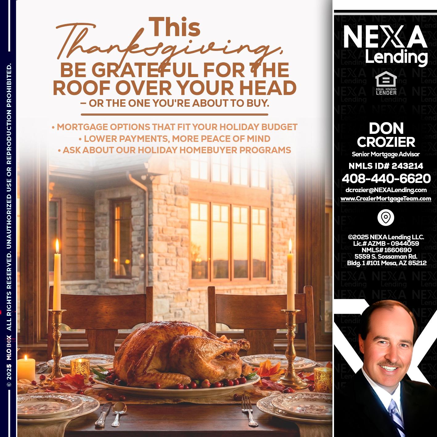 THIS THANKSGIVING - Don Crozier -Senior Mortgage Advisor