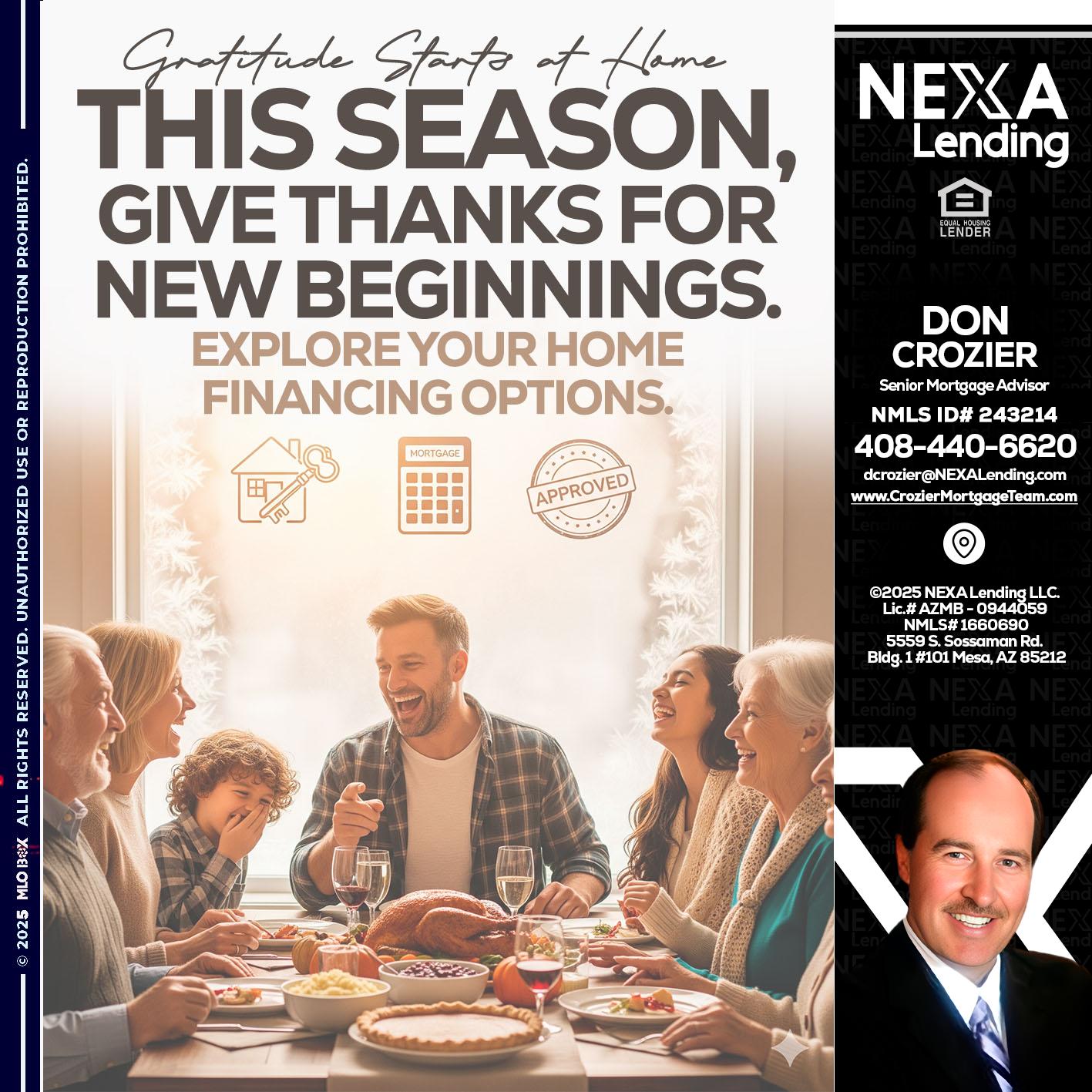 THIS SEASON - Don Crozier -Senior Mortgage Advisor