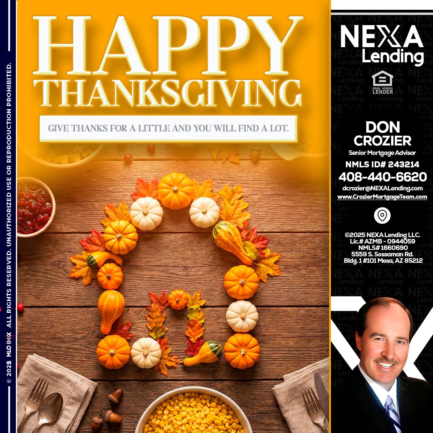 HAPPY THANKSGIVING - Don Crozier -Senior Mortgage Advisor