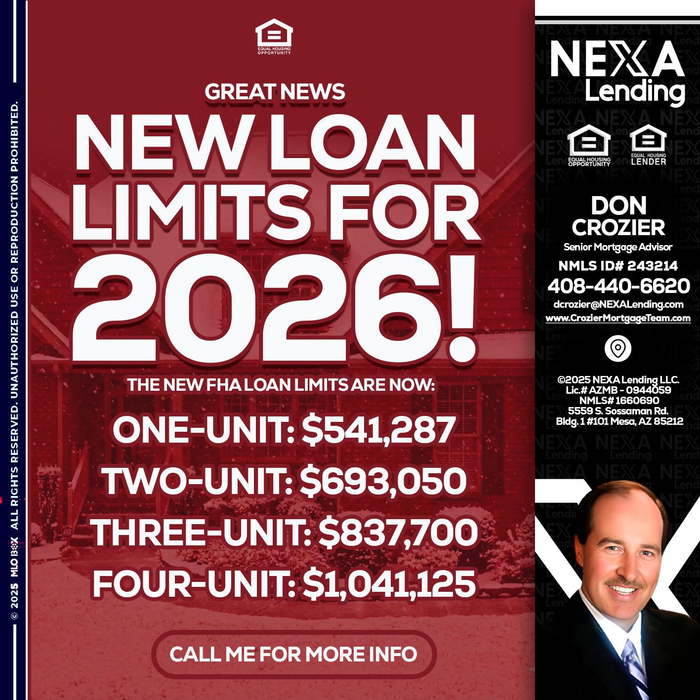 loan limits - Don Crozier -Senior Mortgage Advisor