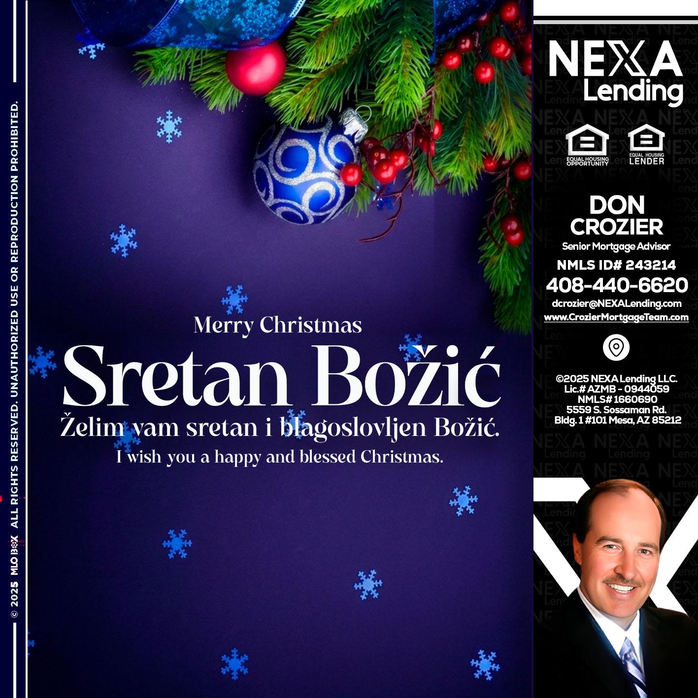 Sretan Božić - Don Crozier -Senior Mortgage Advisor
