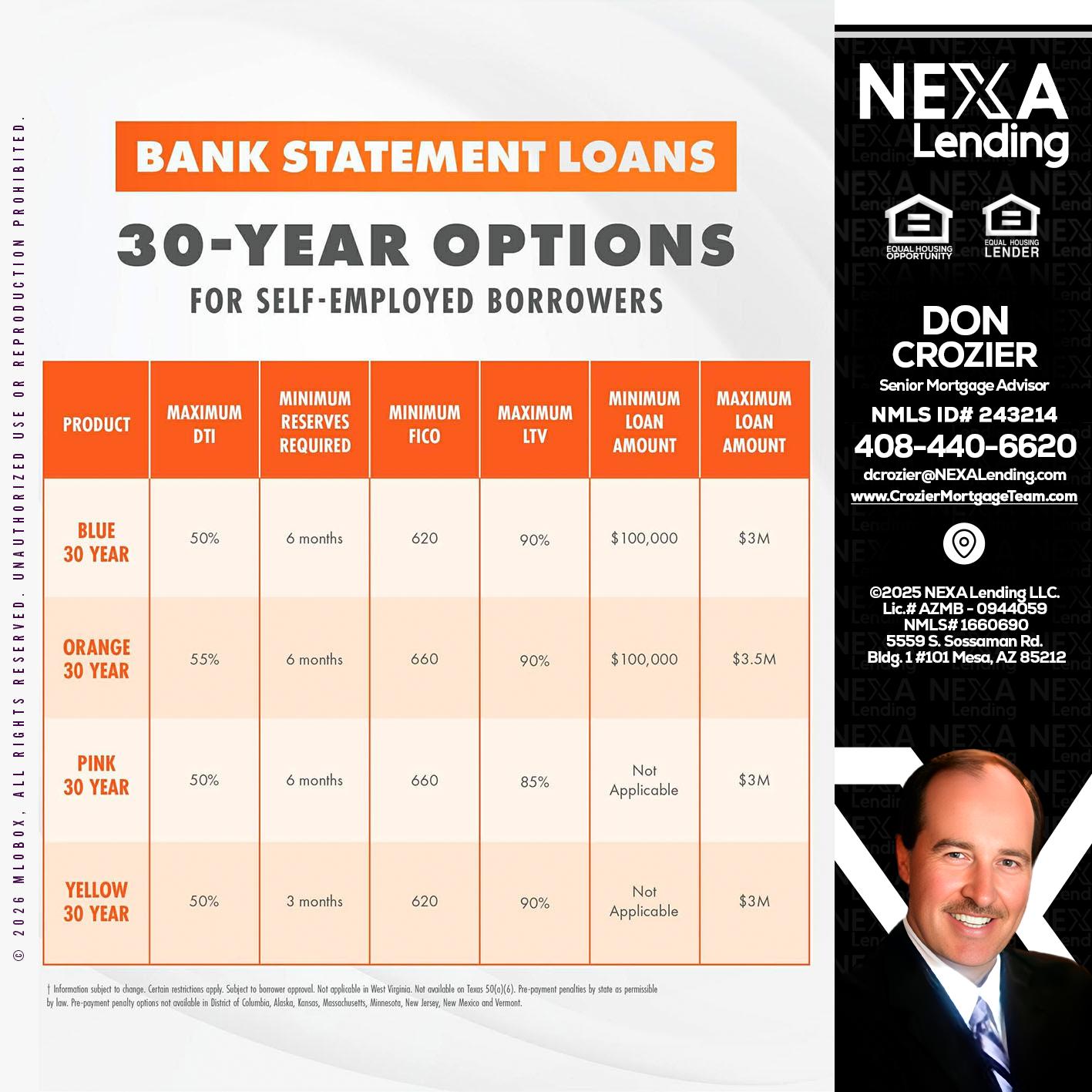 30 YEARS OPTIONS - Don Crozier -Senior Mortgage Advisor