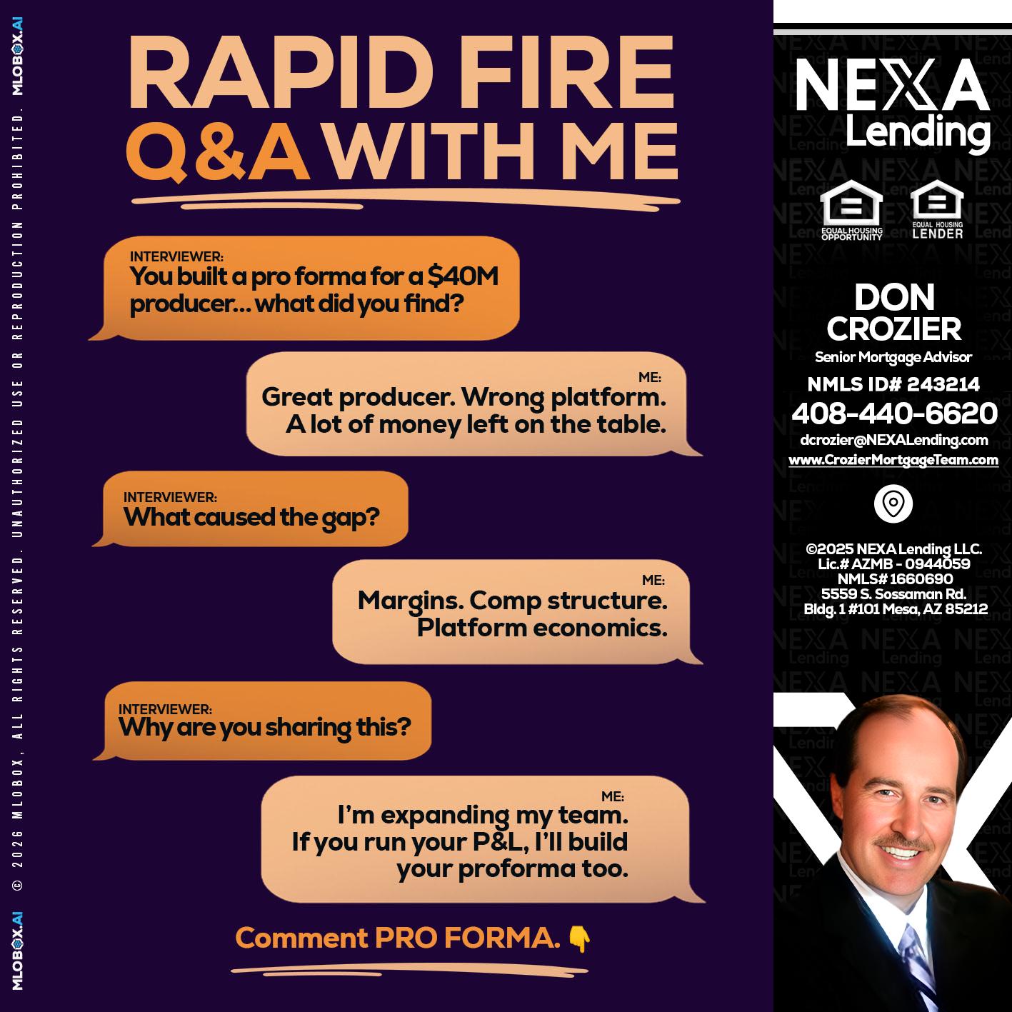 RAPID FIRE - Don Crozier -Senior Mortgage Advisor
