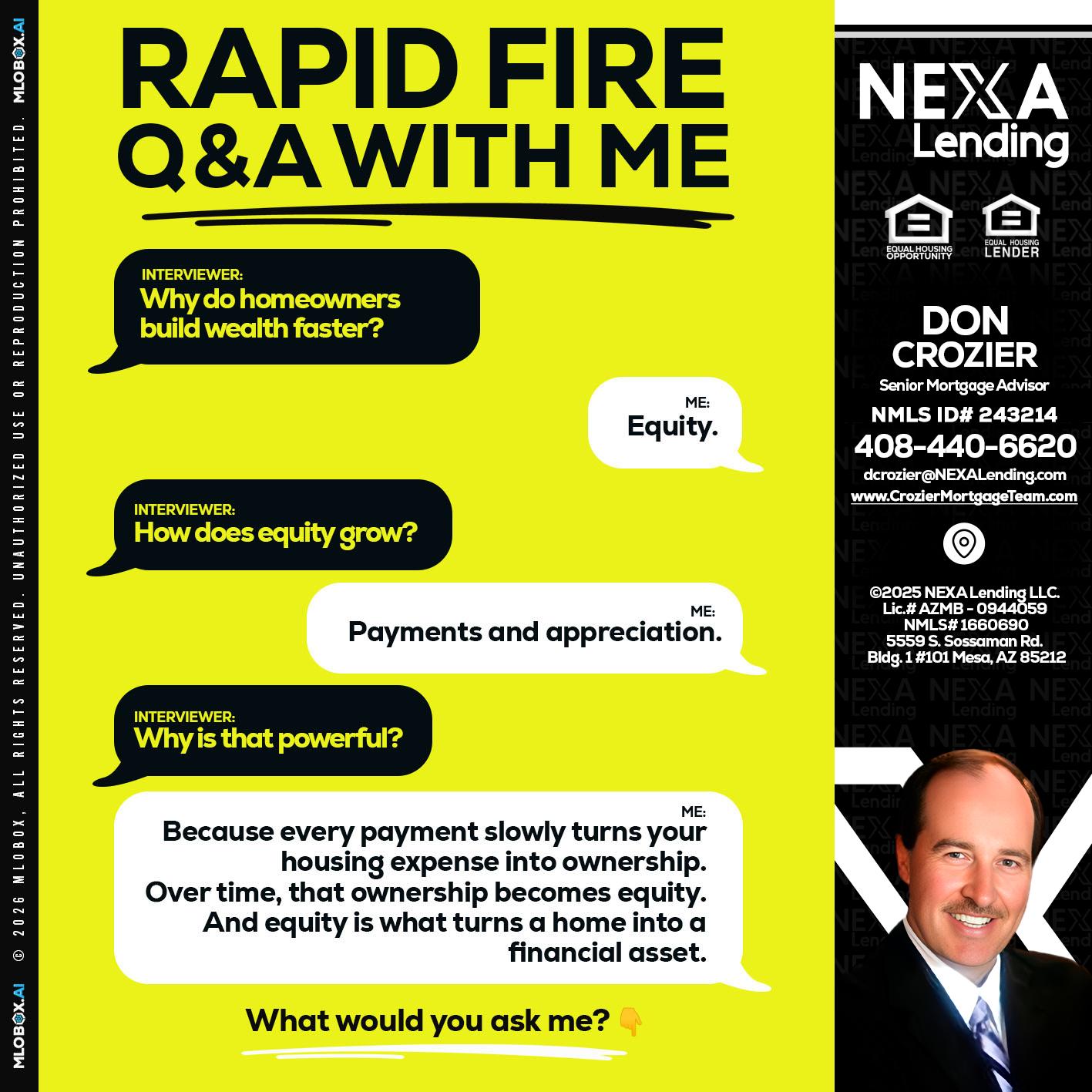 RAPID FIRE Q&A - Don Crozier -Senior Mortgage Advisor