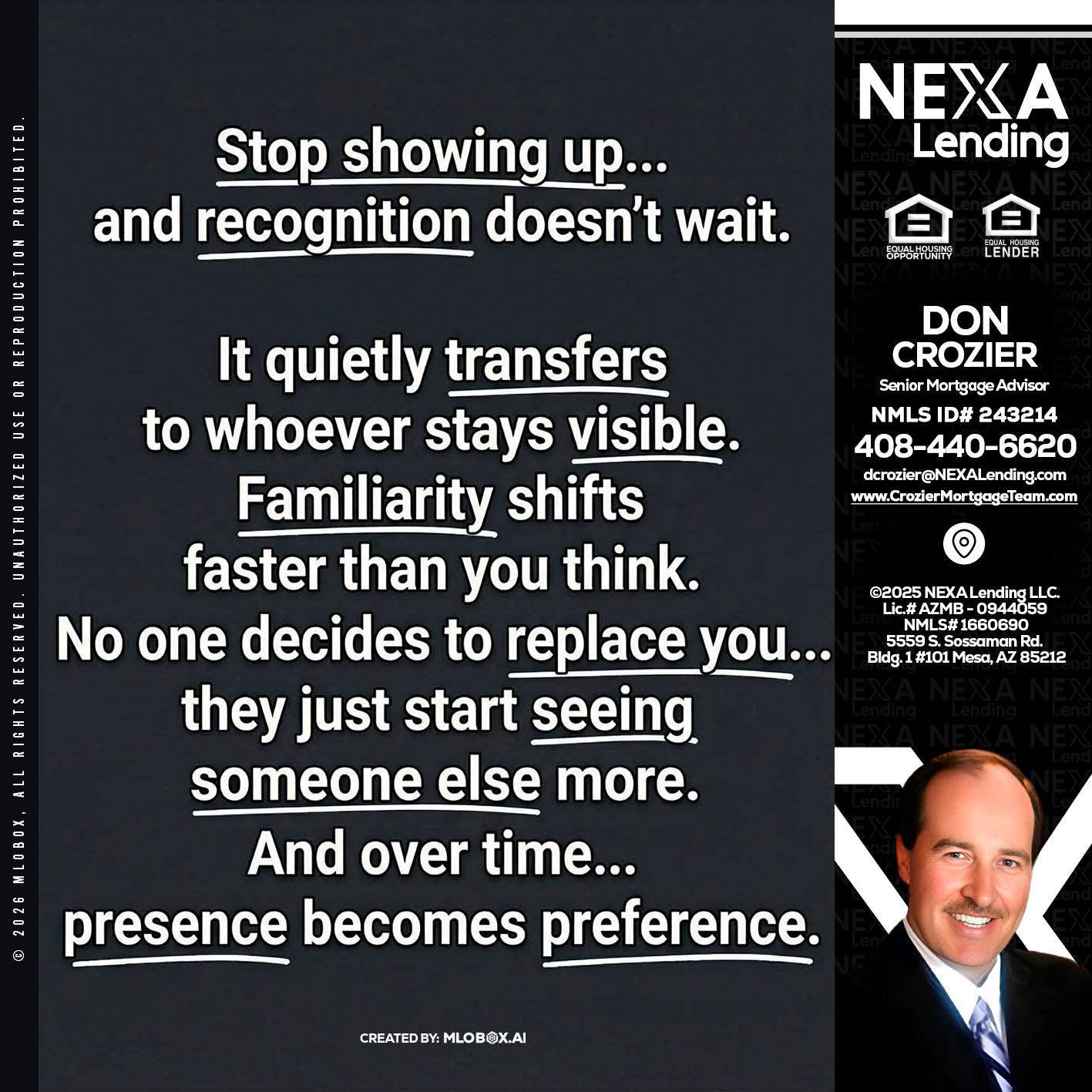 STOP SHOWING - Don Crozier -Senior Mortgage Advisor