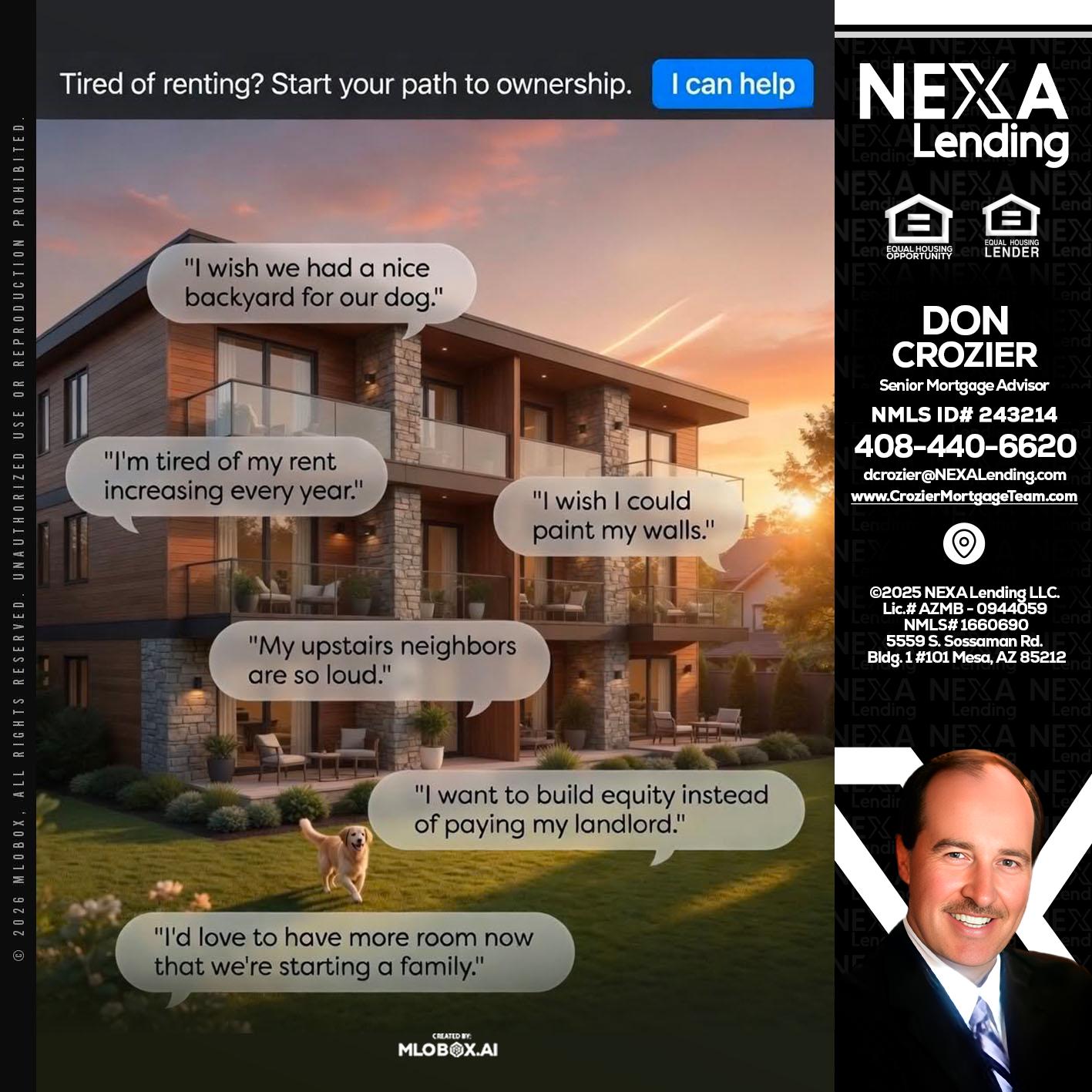 TIRED OF RENTING - Don Crozier -Senior Mortgage Advisor
