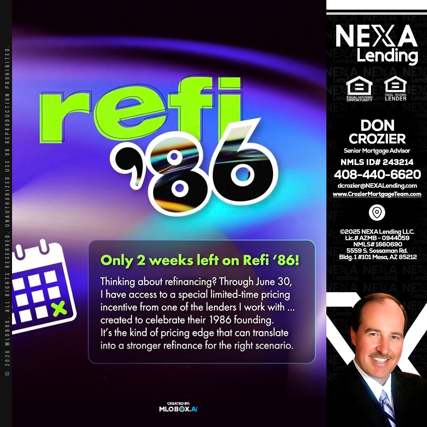 REFI 86 - Don Crozier -Senior Mortgage Advisor