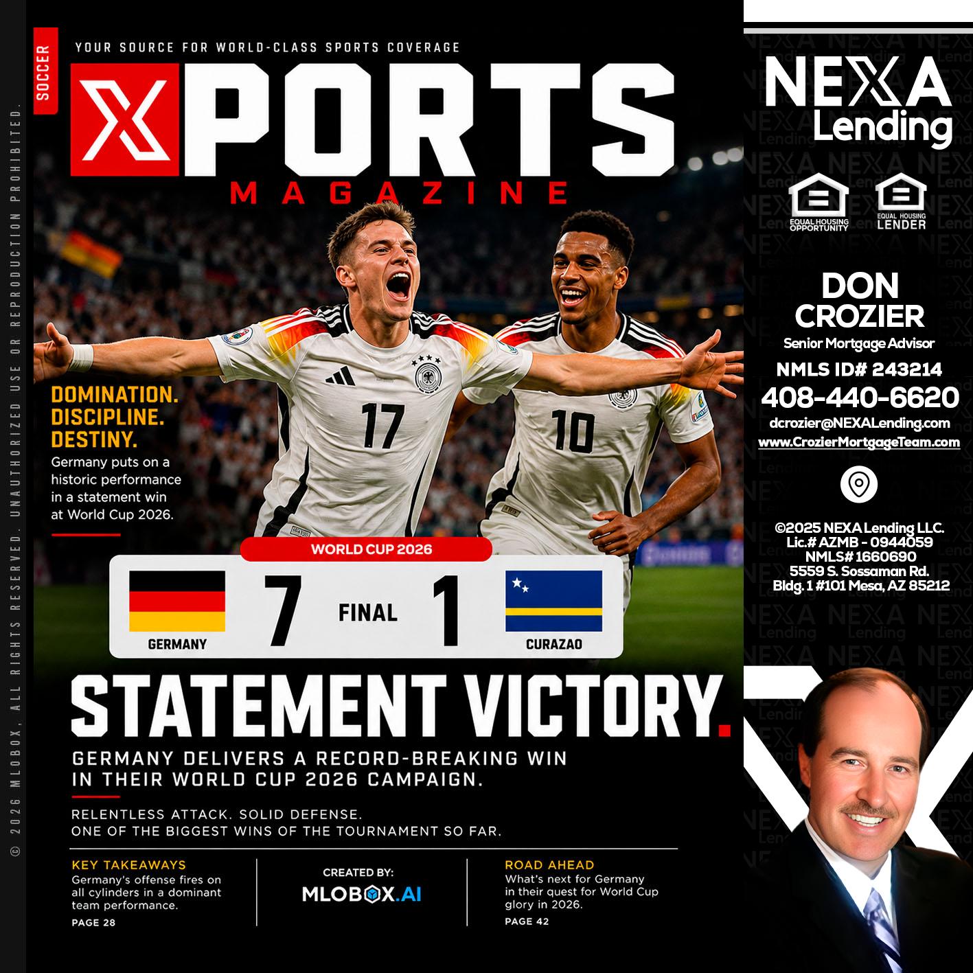 GERMANY VS CURASSAO (7-1) - Don Crozier -Senior Mortgage Advisor