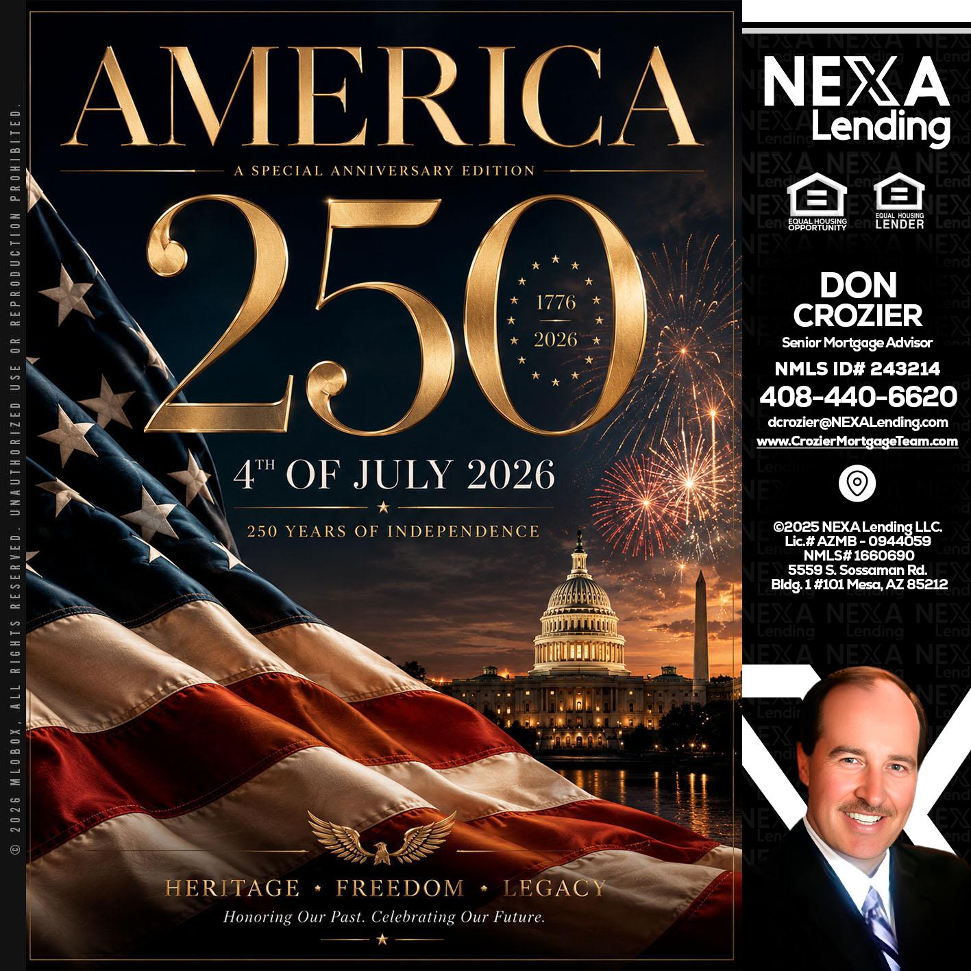 AMERICA 250 TH - Don Crozier -Senior Mortgage Advisor