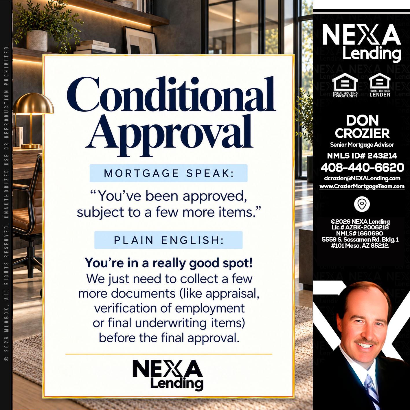 CONDITIONAL APROVAL - Don Crozier -Senior Mortgage Advisor